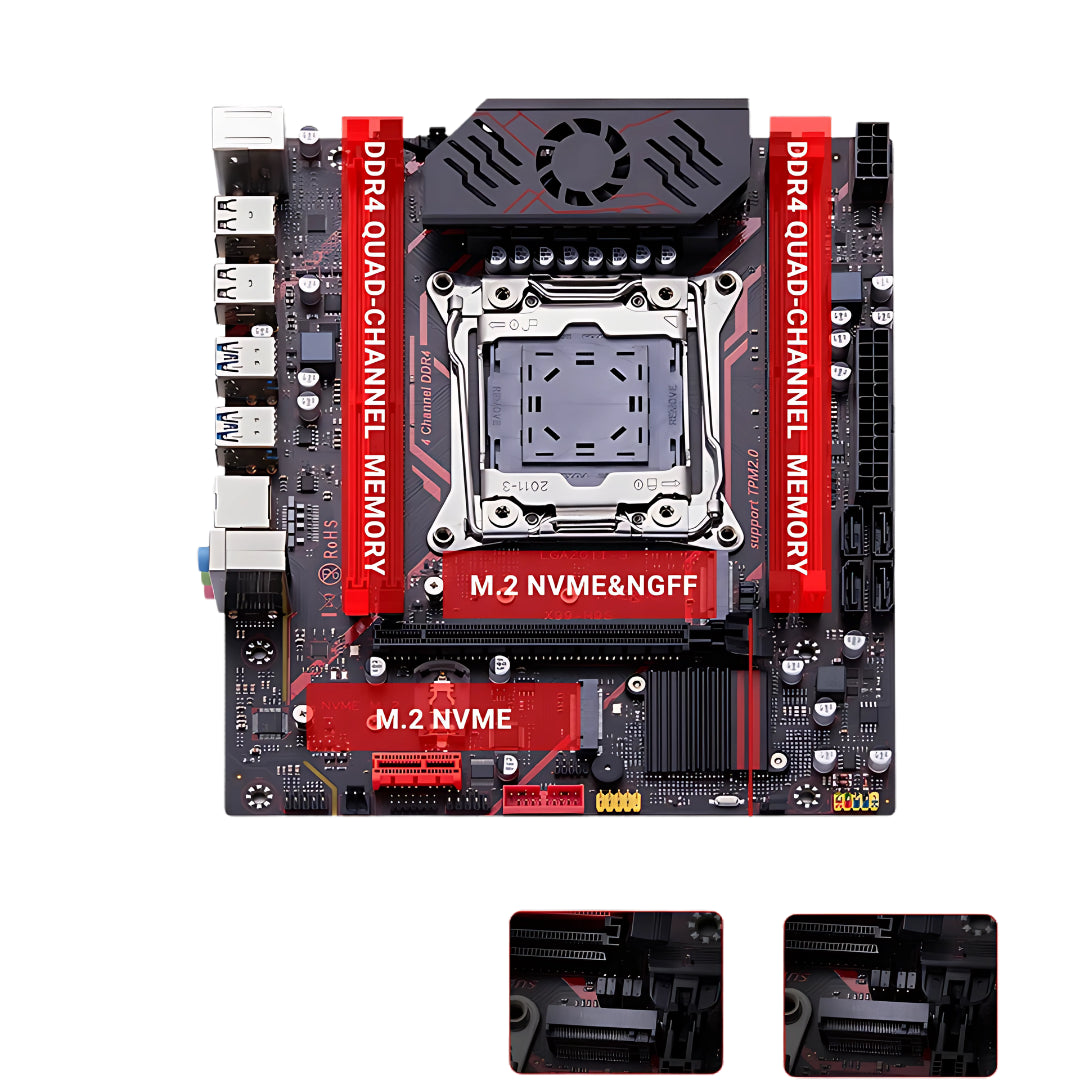 Kit Placa-Mãe QIYIDA X99 + Xeon E5 2680 V4 + 16GB DDR4 3200MHz (2x8GB) - Teconaire