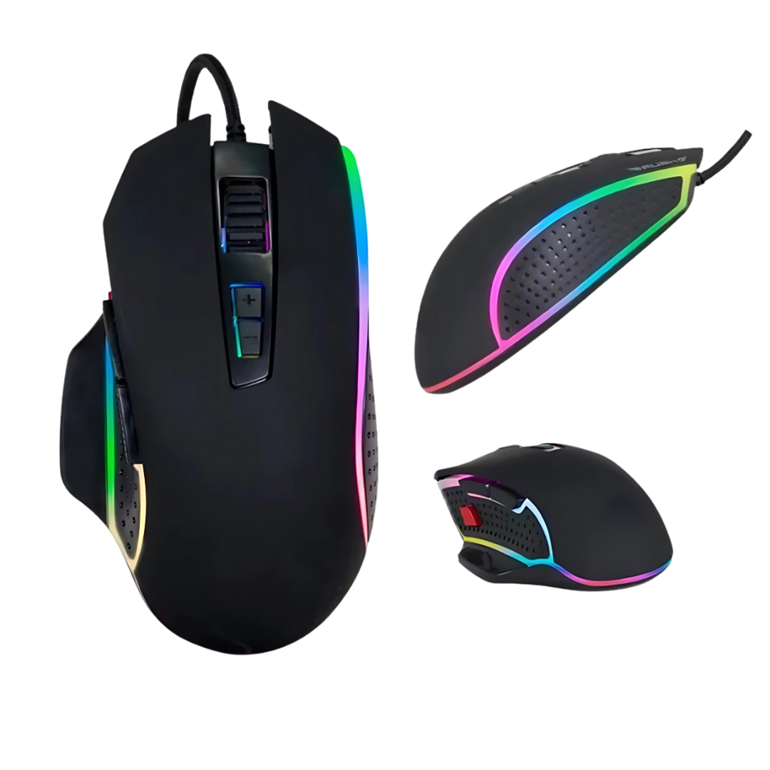 Mouse Gamer com Fio RGB 4800 DPI com Botões Laterais - Teconaire