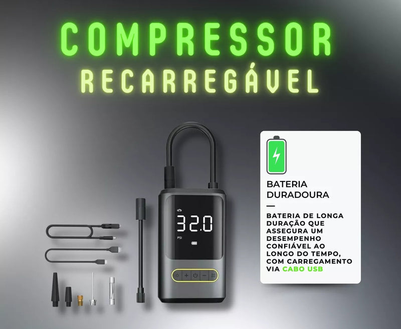 Mini Compressor de Ar Inovador Tecnológico Bagzum™ | Portátil, multifuncional, econômico e mobilidade incomparável