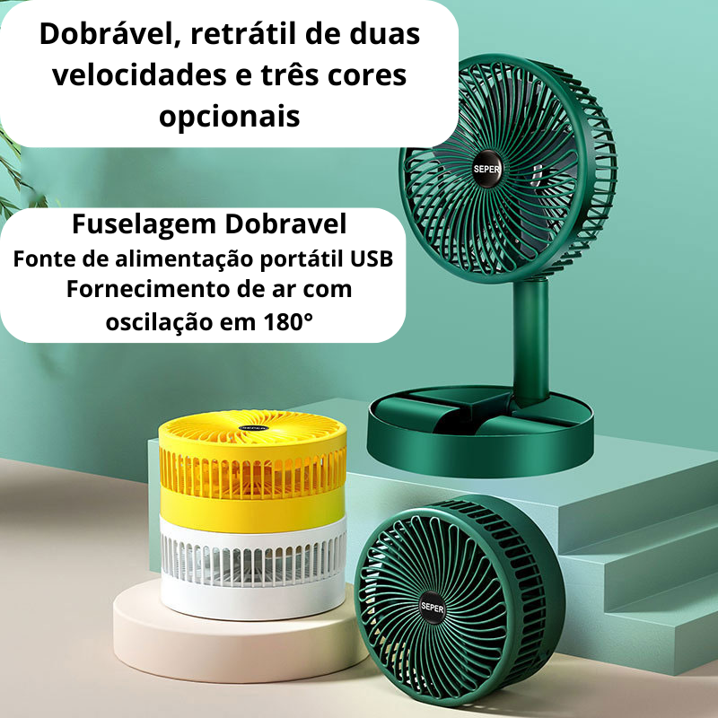 Ventilador Inovador Tecnológico Bagzum™ - Dobrável, Portátil e com Carregador USB