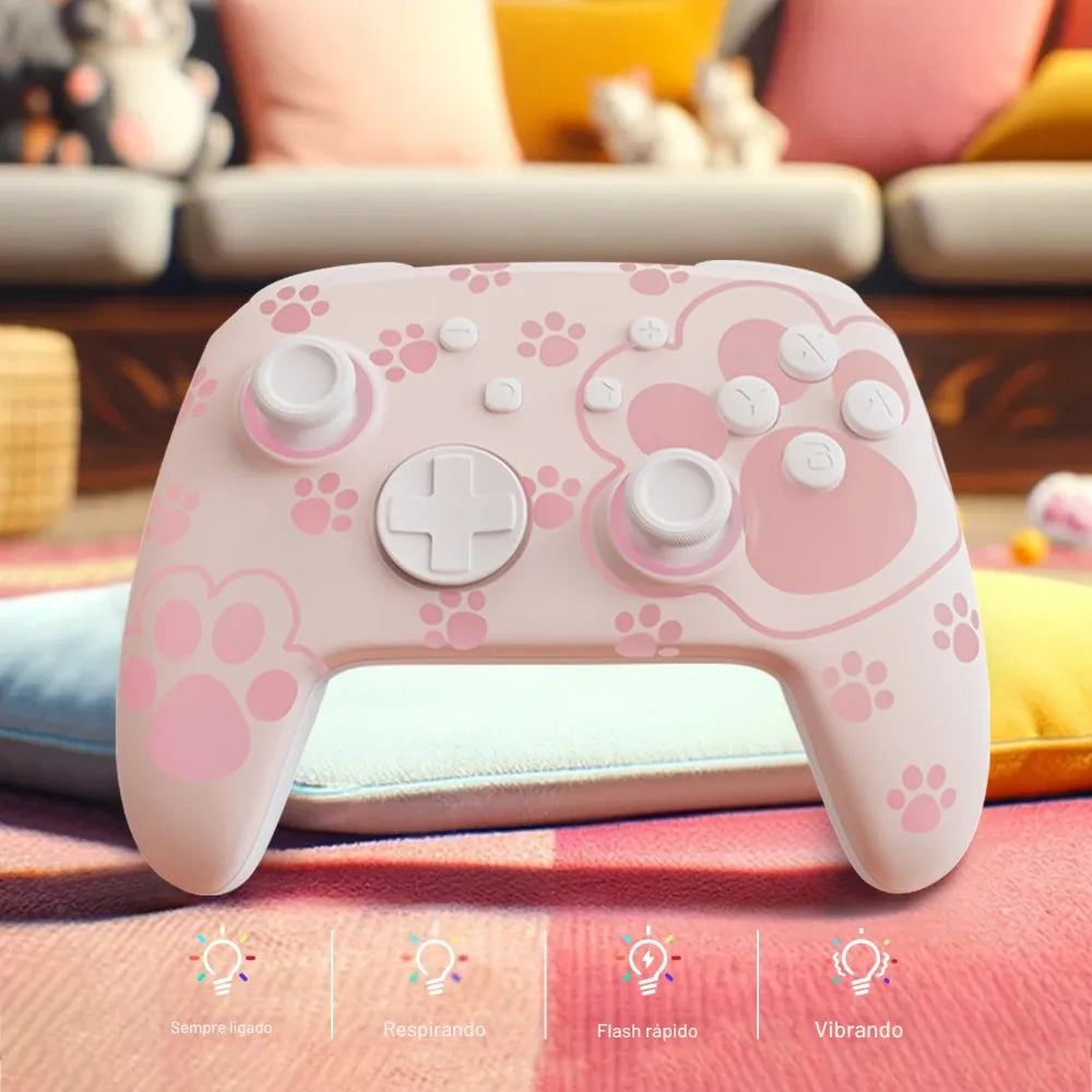 Controle FUNLAB Firefly Rosa com Iluminação e Pata de Gato - Teconaire