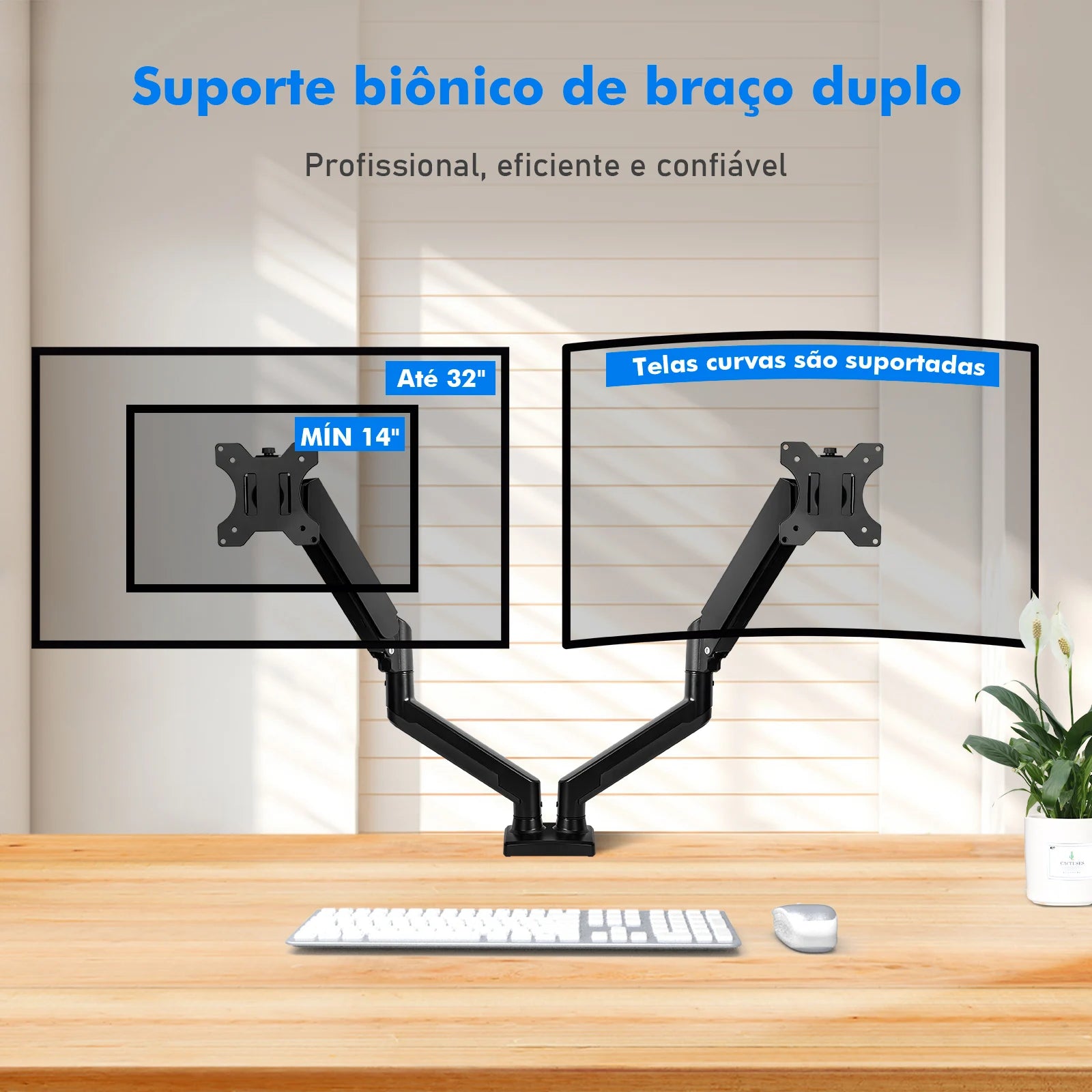 Suporte Articulado para Monitor COIBEU 17" a 27" Braço Mecânico de Mesa - Teconaire