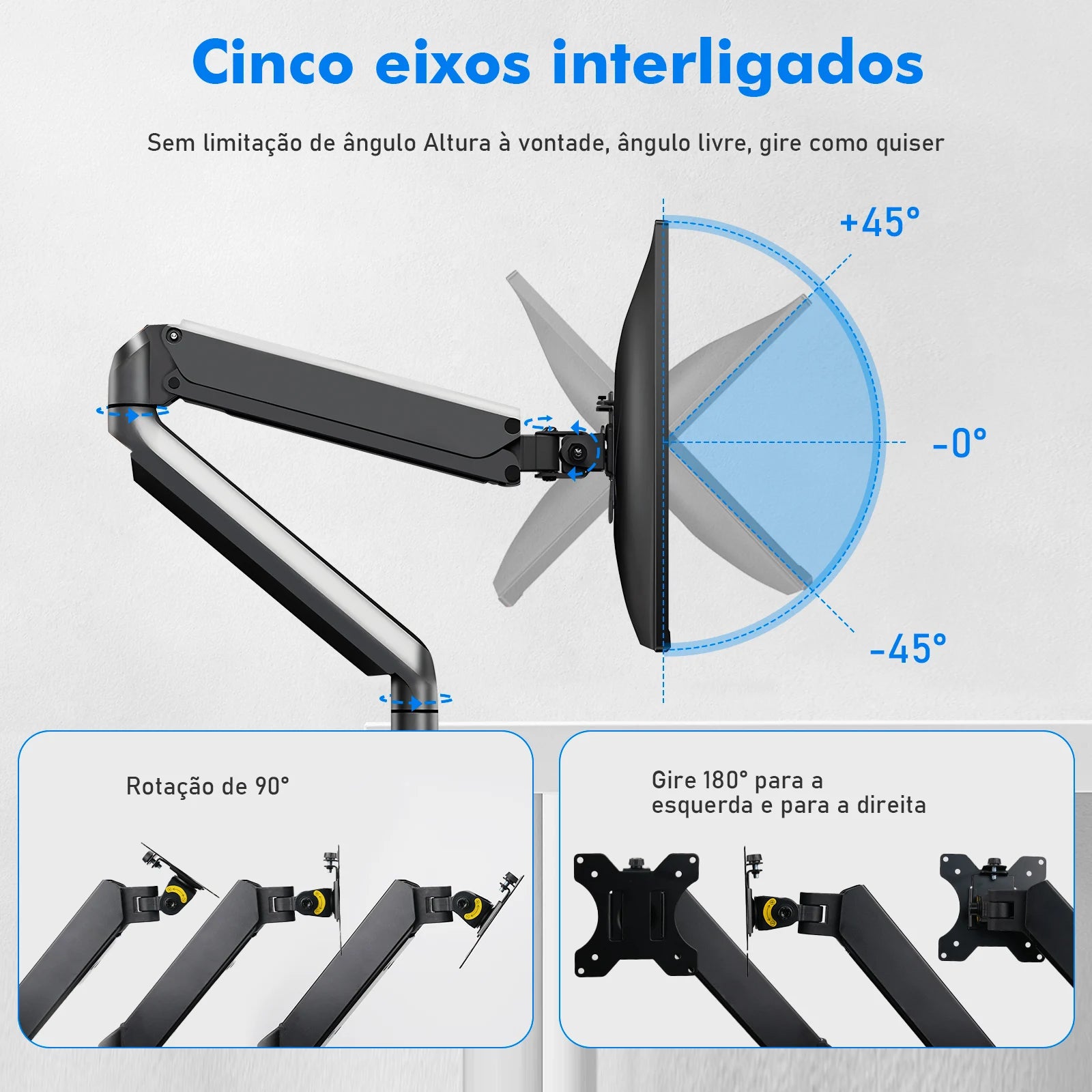 Suporte Articulado para Monitor COIBEU 17" a 27" Braço Mecânico de Mesa - Teconaire