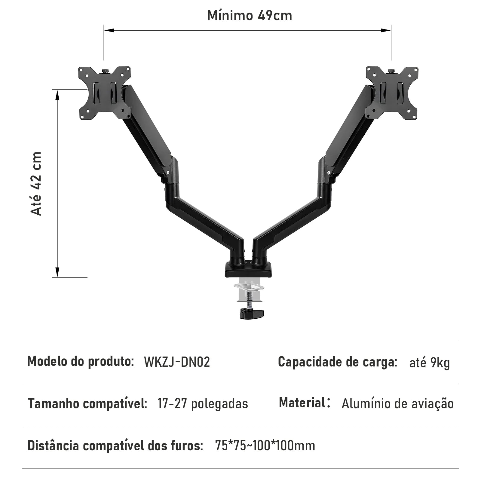 Suporte Articulado para Monitor COIBEU 17" a 27" Braço Mecânico de Mesa - Teconaire